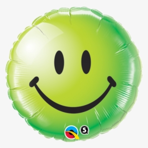 18" Redondo, Carita Feliz, Verde - Smiley Face Red