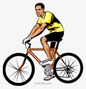 Man On Bicycle Royalty Free Vector Clip Art Illustration - Man Riding A Bike