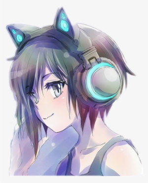 Report Abuse - Anime Girl With Cat Headphones