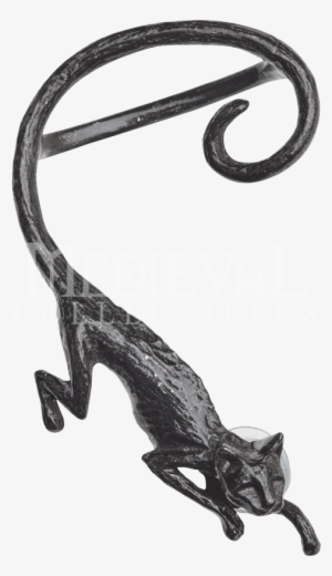 Cat Sith Black Pewter Earwrap