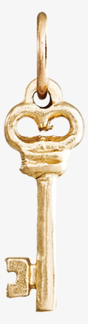 14k Yellow Gold Key Mini Charm - Llave Con Diamantes