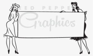 Ladies Holding Banner - Banner Ladies Transparent