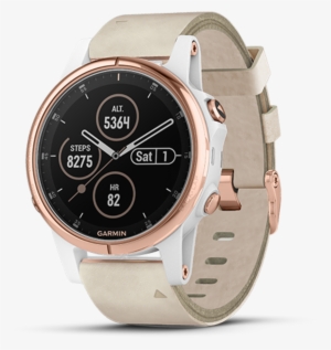 Fenix 5s Plus Sapphire White/ Rose Gold With Leather - Garmin Fenix 5s Plus Rose Gold
