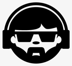 Man Face With Headphones, Sunglasses And Beard Vector - Headphones Logo Png