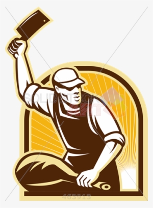 Stock Illustration Of Retro Cartoon Rendition Of Butcher - Logo Butcherie