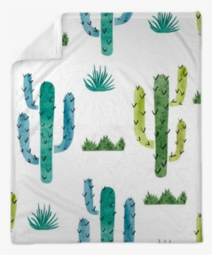 Watercolor Cactus Seamless Pattern - Japanese Noren Doorway Curtain Tapestry With Summer