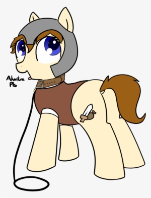 Neuro, Collar, Earth Pony, Female, Helmet, Leash, Looking - Cartoon