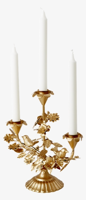 Rice Dk 3 Arm Metal Candle Holder In Gold - 3 Arm Metal Candle Holder In Gold