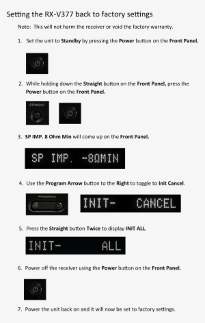 Rx V377 Factory Reset/initialize - Yamaha Rx V2067 Reset Factory