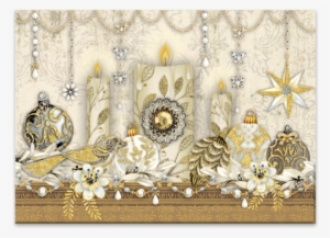 Candlelight Mantle Boxed Holiday Cards - Punch Studio 16-ct. Embellished Ornament & Candle