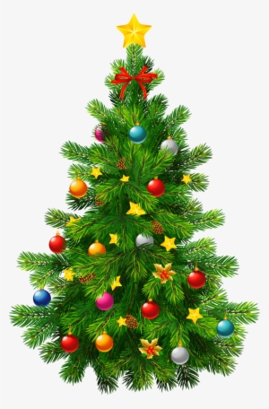 Christmas Tree Transparent Clipart - Decorated Christmas Tree Png
