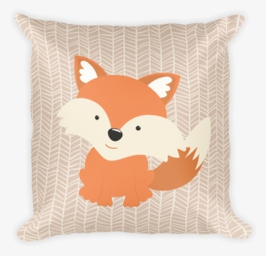 Front Side Baby Fox Pillow Woodland Decor Tan Background - Pillow