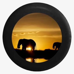 Silhouette Elephants Over The African Sahara Wildlife - Africa Backgrounds