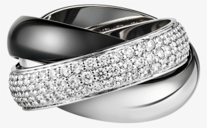 Trinity Ring, Ceramic, Lmwhite Gold, Diamonds, Ceramic - Trinity De Cartier Ring, Ceramic, Lm