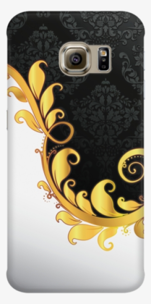 Black And White Flourish Phone Case - Gold Vintage Flourish Necklace Oval Charm