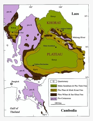 Distribution Of Cretaceous Strata In Ne And Se Thailand - Sao Khua Formation Map