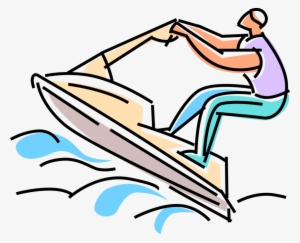 Vector Illustration Of Personal Watercraft Water Sports - Illustration
