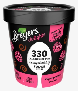 A 16 Ounce Tub Of Breyers Delights Raspberry Fudge - Low Calorie Ice Cream