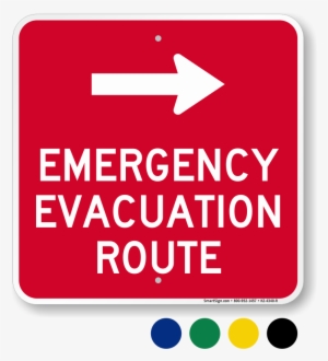 Emergency Evacuation Route Right Arrow - Hurricane Evacuation Route Sign