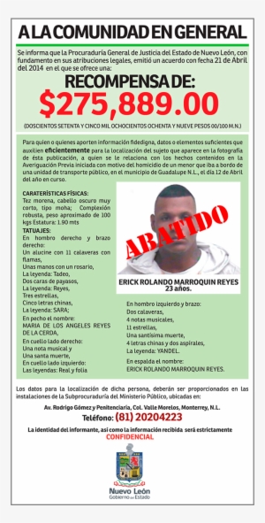 Recompensa - Se Busca - Nuevo Leon