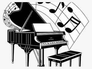 Music Piano Cliparts - Piano With Music Notes Clipart