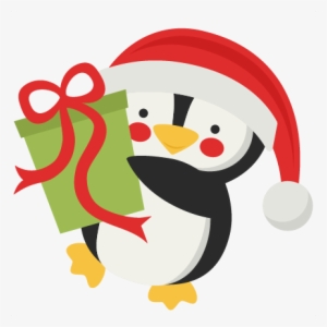Penguin Clipart Present - Penguin Holding A Present