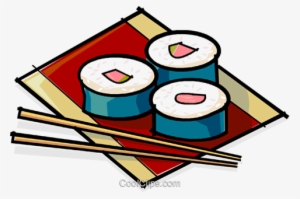 Sushi And Chopsticks Royalty Free Vector Clip Art Illustration - Ilustração De Sushi Png