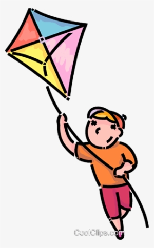 Boy Flying A Kite Royalty Free Vector Clip Art Illustration - Flugdrachen Steigen Lassen Transparent