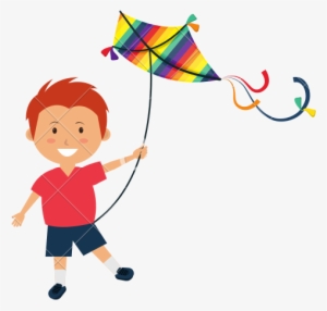 Red Kite Clipart Colorful Kite - Clip Art Of Boy Fling A Kites