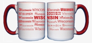 Wisconsin Repeating Script On Red Handle Mug 14 Oz - Product