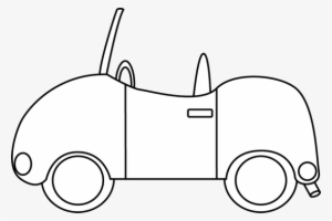 Car Clip Art Image Black And White Outline Of A Convertible - Car Clipart Black Background