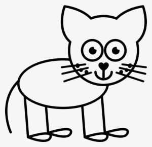 Cat Outline Rubber Stamp - Cat Stick Drawing Face