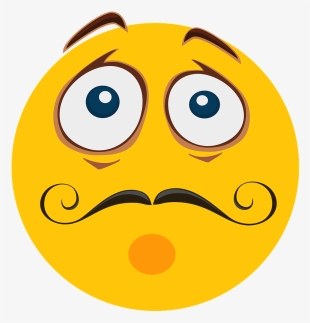 Impressed, Wow, Emoji, Emotions, Mustache, Face, Yellow - Funny Cartoon Face