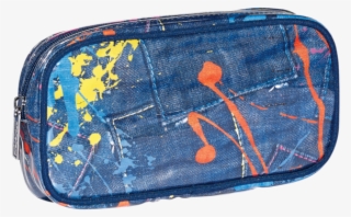 Paint Splatter Denim Small Cosmetic Bag - Toiletry Bag