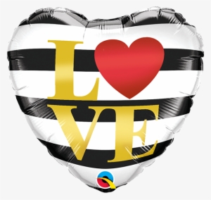 Balão Metalizado Coração Love Stripes 45cm