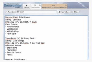 You Can Import Using Pokemon Showdown Format By Clicking - Pokemon Showdown Sets
