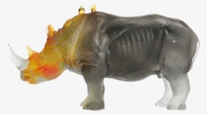 Daum Crystal Glass Rhinoceros - Daum Grey Amber Rhinoceros