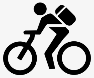 Man With A Bag In A Bicycle Comments - Biker Icon