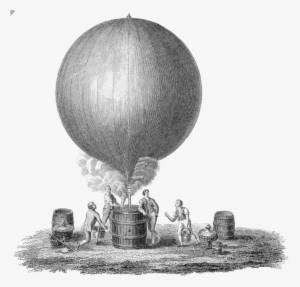 Old Illustration Of Hot Air Balloon Png - Primitive Hot Air Balloon