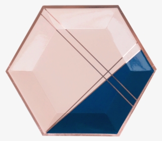 Pale Pink And Navy Colorblock Large Paper Plates - Plate