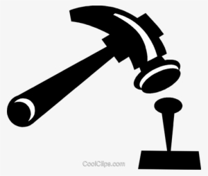 Hammer Hitting A Nail Royalty Free Vector Clip Art - Hammer Hitting Nail Clip Art