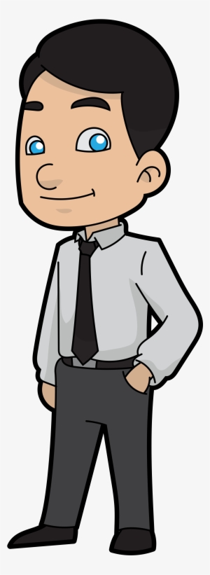 Open - Cartoon Business Man