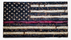 Wood Thin Red Line Flag - Wood Blue Line Flag