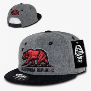 Whang Melton Cali Bear Republic Snapback Hat Hats Caps - Whang Ziger Cali Bear Snap Back Head Wear - Black