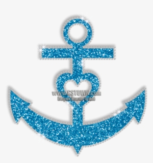 Sparkle Blue Anchor Hotfix Bling Transfer Design For - Emblem