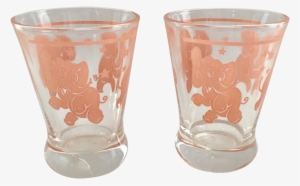 Add These Whimsical Hazel Atlas Dancing Pink Elephants - Old Fashioned Glass