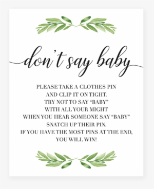 Dont Say Baby Game Sign For Gender Neutral Baby Shower - Favors Please Take One
