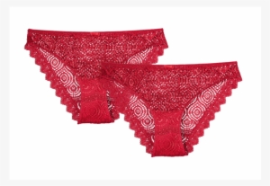 Ladies' Lace Hipster Panties, Red - Panties