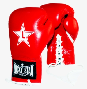 Lucky Star Pro Boxing Lace Gloves Leather Red - Professional Boxing