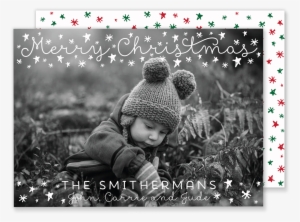 White Christmas Stars Card - 5 X 7 Inches Iron Nickel Plated Silver Colour Thin